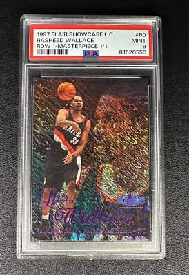 Rasheed Wallace RASHEED WALLACE PSA 9 1997 FLAIR SHOWCASE LEGACY #80 ROW 1 MASTERPIECE TRUE 1/1 card sale
