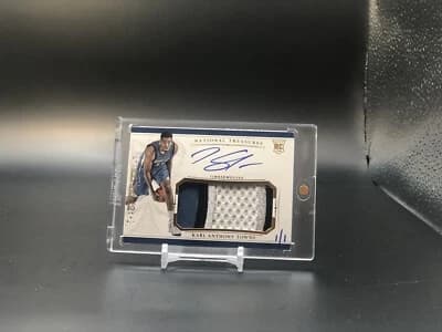 Karl-Anthony Towns 2015 Panini National Treasures Karl Anthony Towns Rookie Patch Auto 1/1 RC card sale