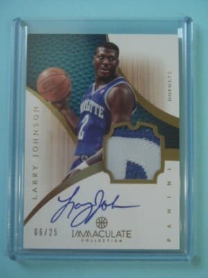 Representative image of a Larry Johnson Charlotte Hornets Immaculate patch autograph card