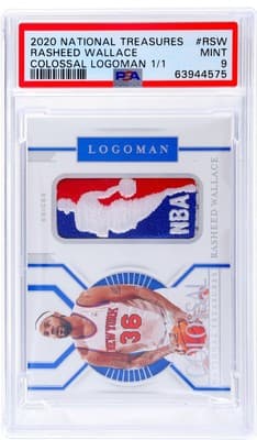 Rasheed Wallace 2020 National Treasures #1 Rasheed Wallace Colossal Logoman Patch 1/1 PSA 9 card sale