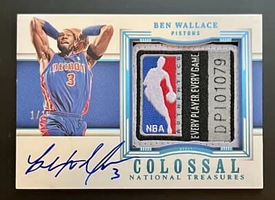 Ben Wallace 2023-24 National Treasures Ben Wallace #1/1 AUTO Materials LOGO Laundry Tag ๐ฅ card sale