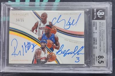 Ben Wallace 2016 Immaculate Billups Ben Wallace Richard Hamilton /25 Triple Auto BGS 8.5/9 card sale