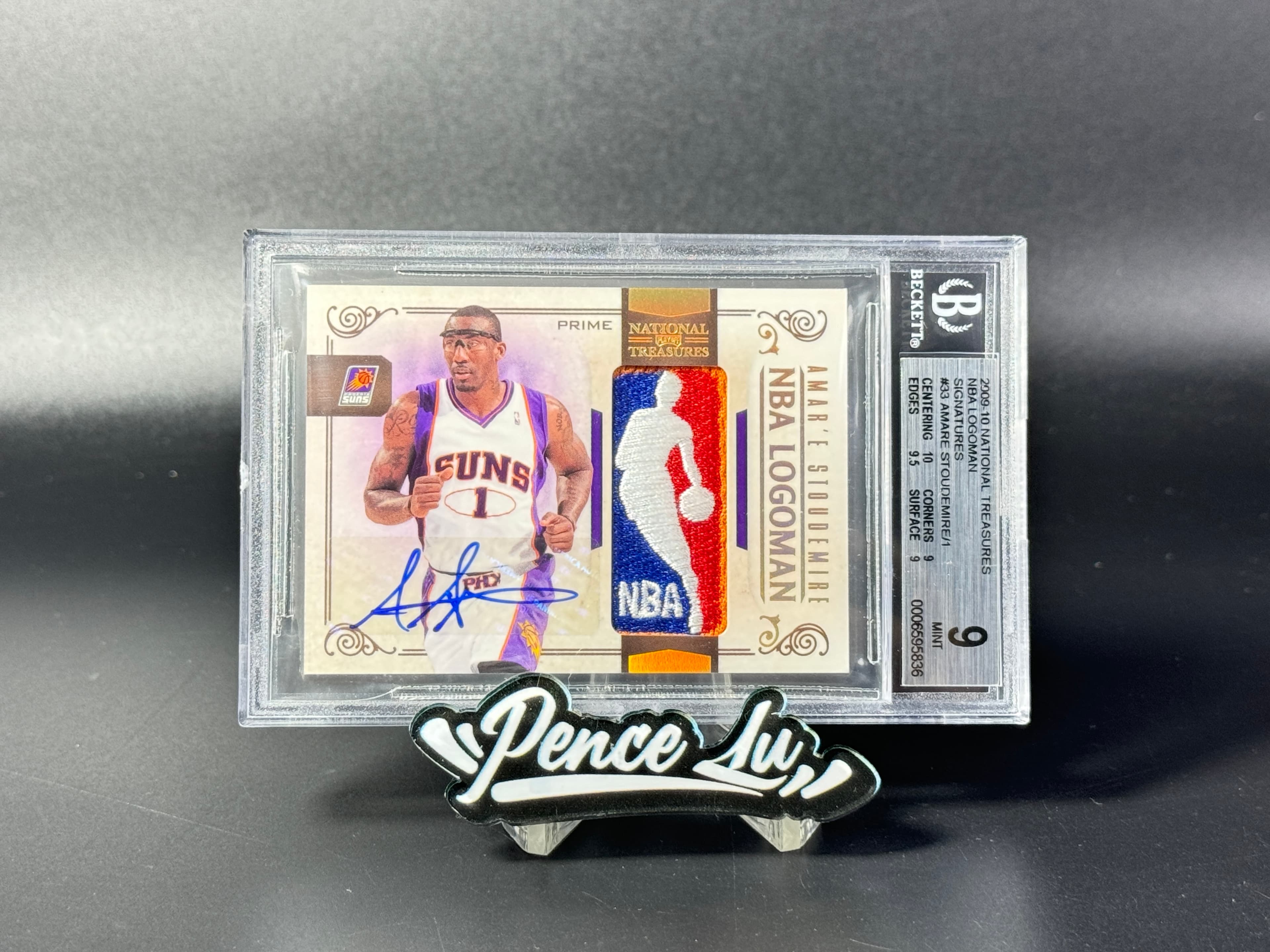 Amar'e Stoudemire 【喷子拍卖】2009-10 panini national treasures Amar'e Stoudemire 国宝元年 太阳 小霸王 斯塔德迈尔 一编 logoman 签字 最有价刺绣版GU落场球衣 1of1 BGS9/10 BB68 card sale