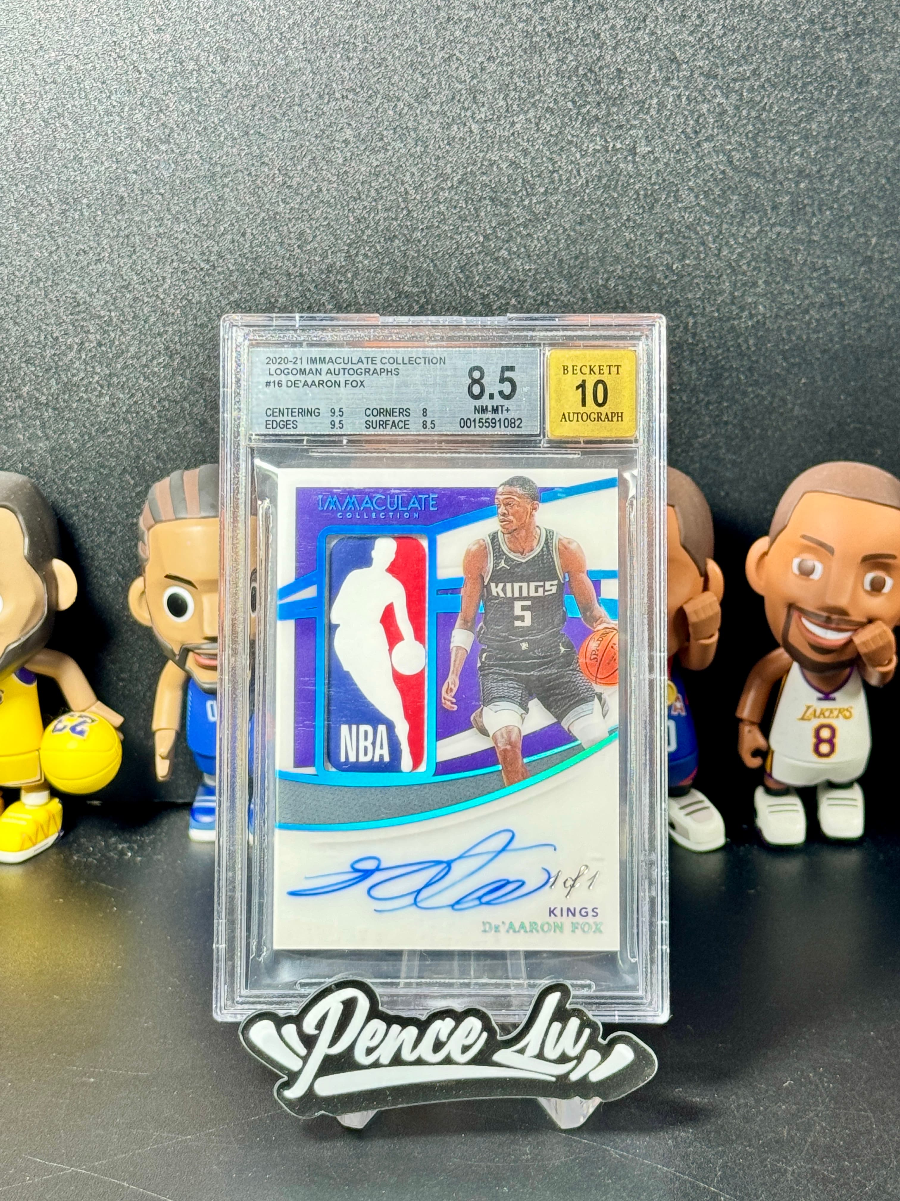 De'Aaron Fox 【喷子拍卖】2020-21 panini immaculate De'Aaron Fox 萨克拉门托国王 福克斯 logoman 签字 一编 湖水蓝闪 1of1 镜面 卡签 大hit卡 GU落场版超有价 BGS8.5/10 专收必备 高总 card sale