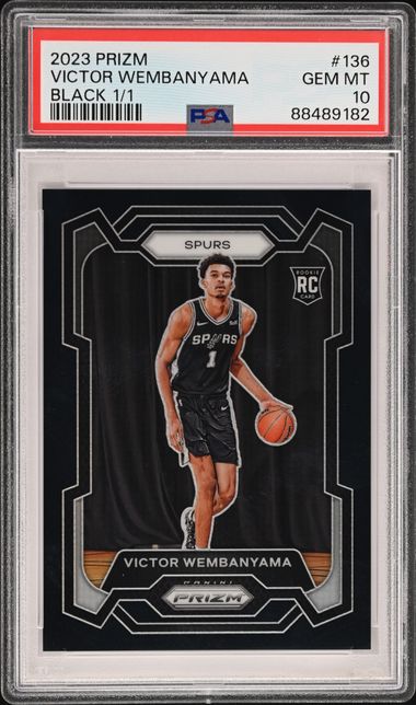 2023-24 Panini Prizm Black Prizm #136 Victor Wembanyama 1/1 PSA 10 rookie card