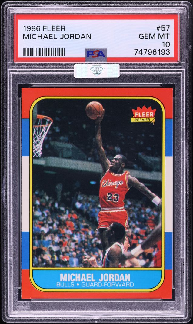 1986 Fleer Michael Jordan rookie number 57 graded PSA 10 in the August 2026 Fanatics Premier Auction