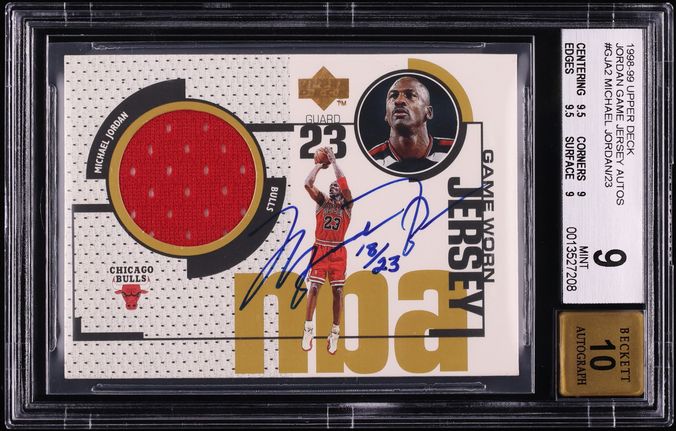 1998 Upper Deck Game Jersey Gold Michael Jordan autograph numbered to 23 graded BGS 9 in the August 2026 Fanatics Premier Auction