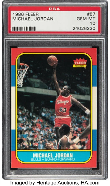 1986 Fleer Michael Jordan PSA 10 sold at Heritage in September, certification 24026230
