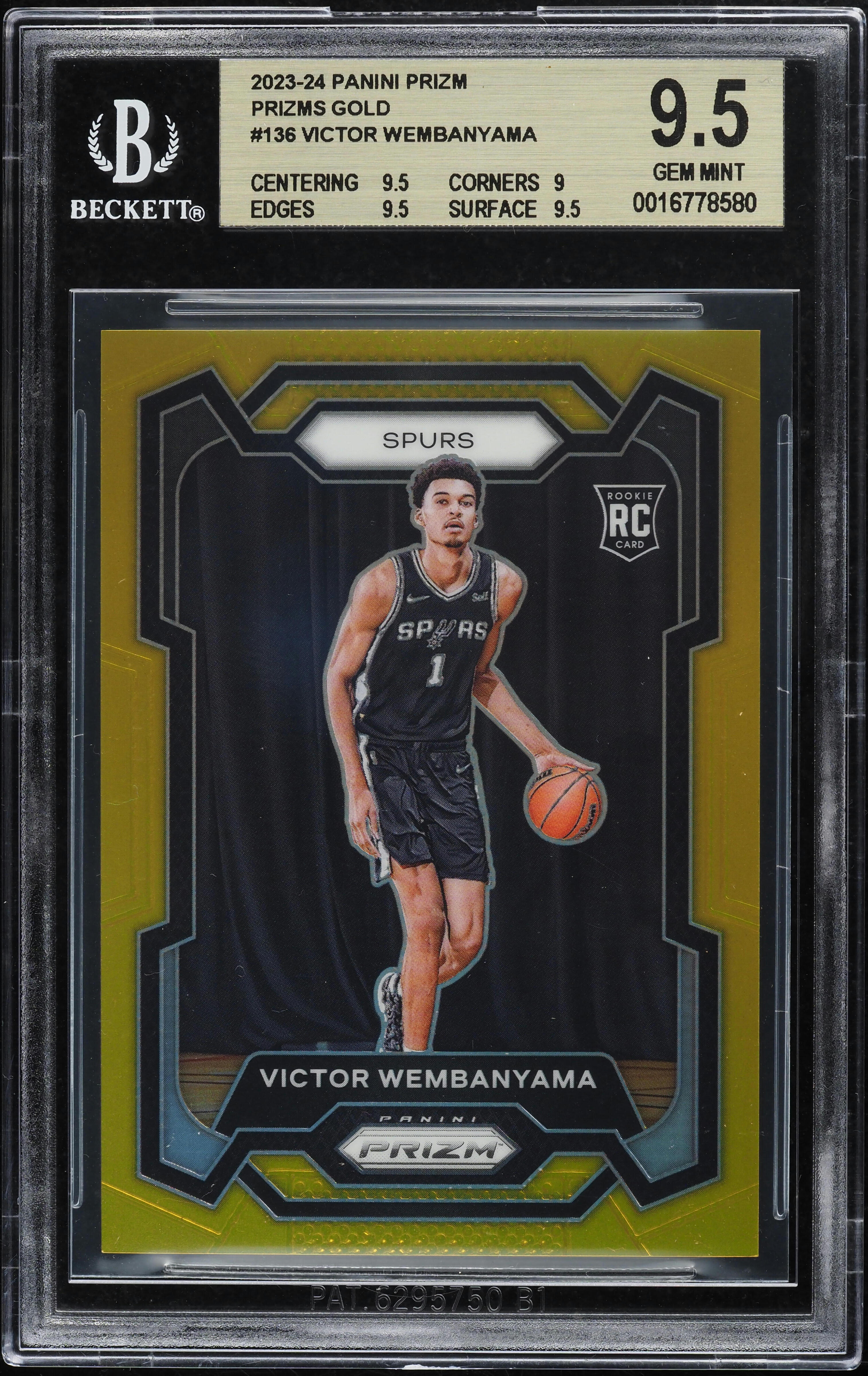 2023-24 Panini Prizm Gold Prizm #136 Victor Wembanyama /10 BGS 9.5 rookie card