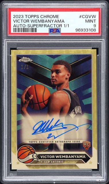 2023 Topps Chrome Victor Wembanyama Auto-SuperFractor #CGVW 1/1 PSA 9 card