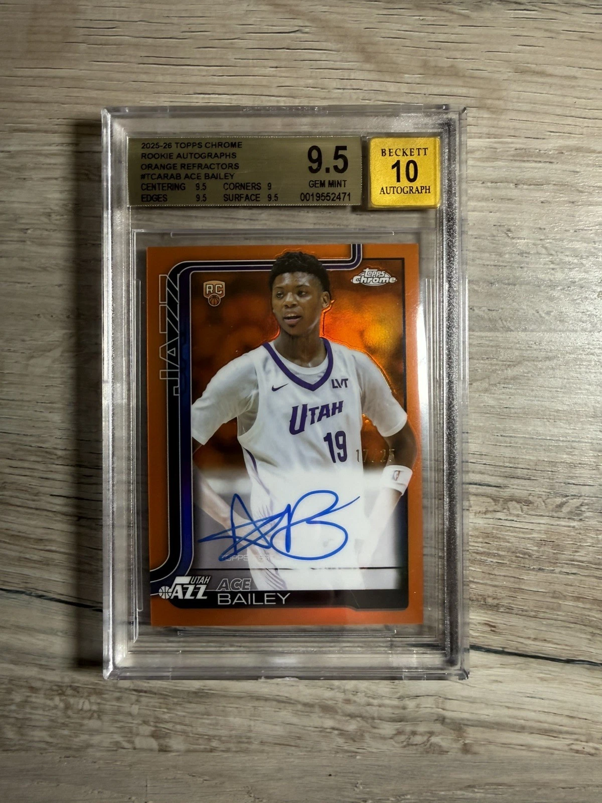 2025-26 Topps Chrome Ace Bailey Rookie Autograph /25 basketball card