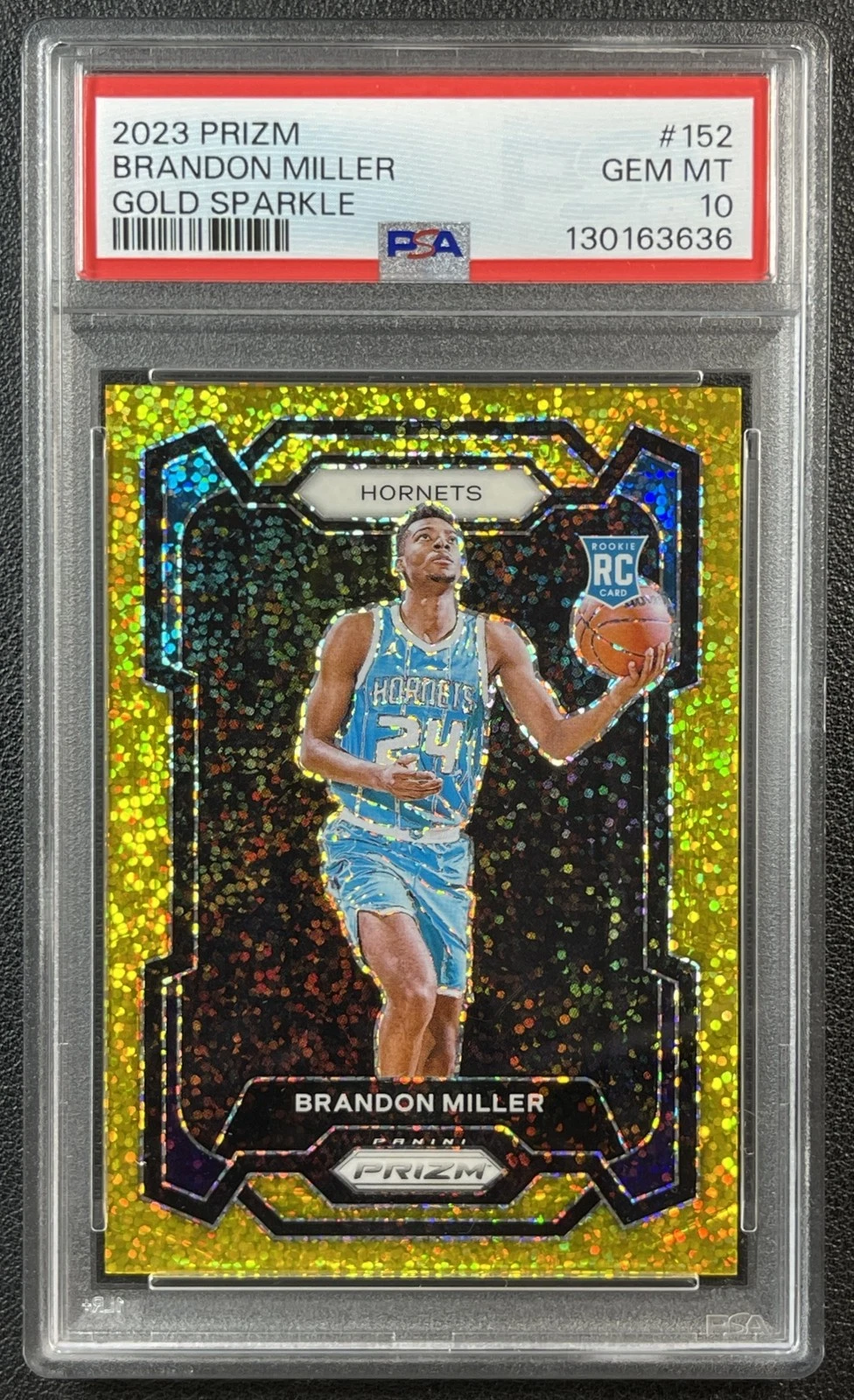 2023-24 Panini Prizm Gold Sparkle Brandon Miller Rookie #152 /24 basketball card