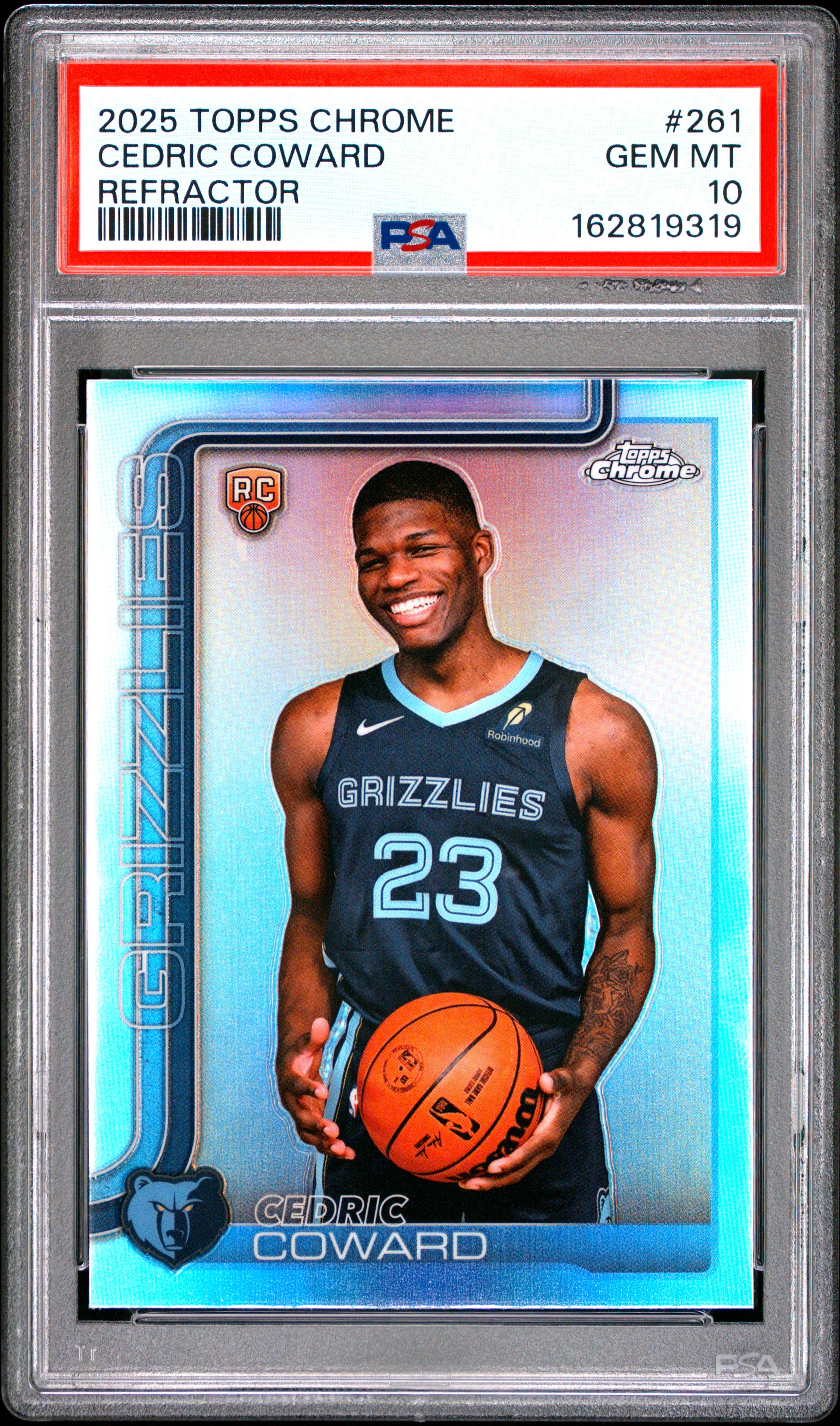 Cedric Coward 2025-26 Topps Chrome Refractor Rookie #261 basketball card