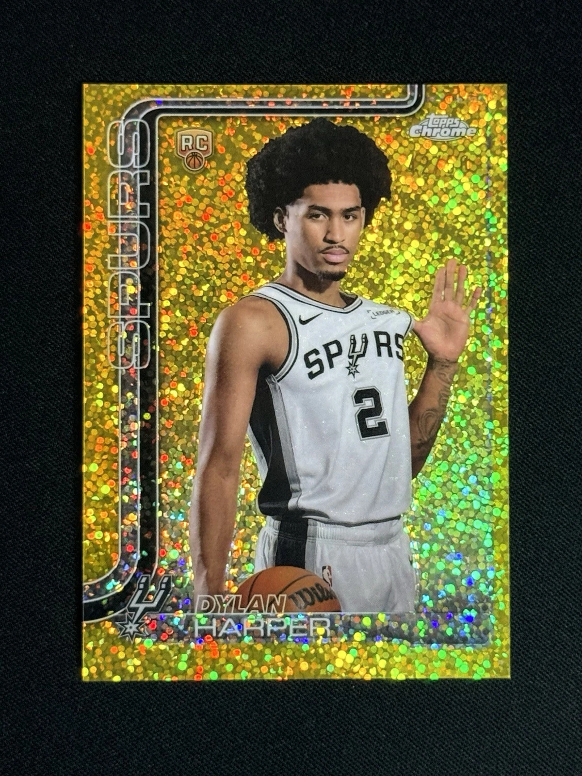 2025-26 Topps Chrome Variation Gold Speckle Refractor Dylan Harper Rookie /50 basketball card