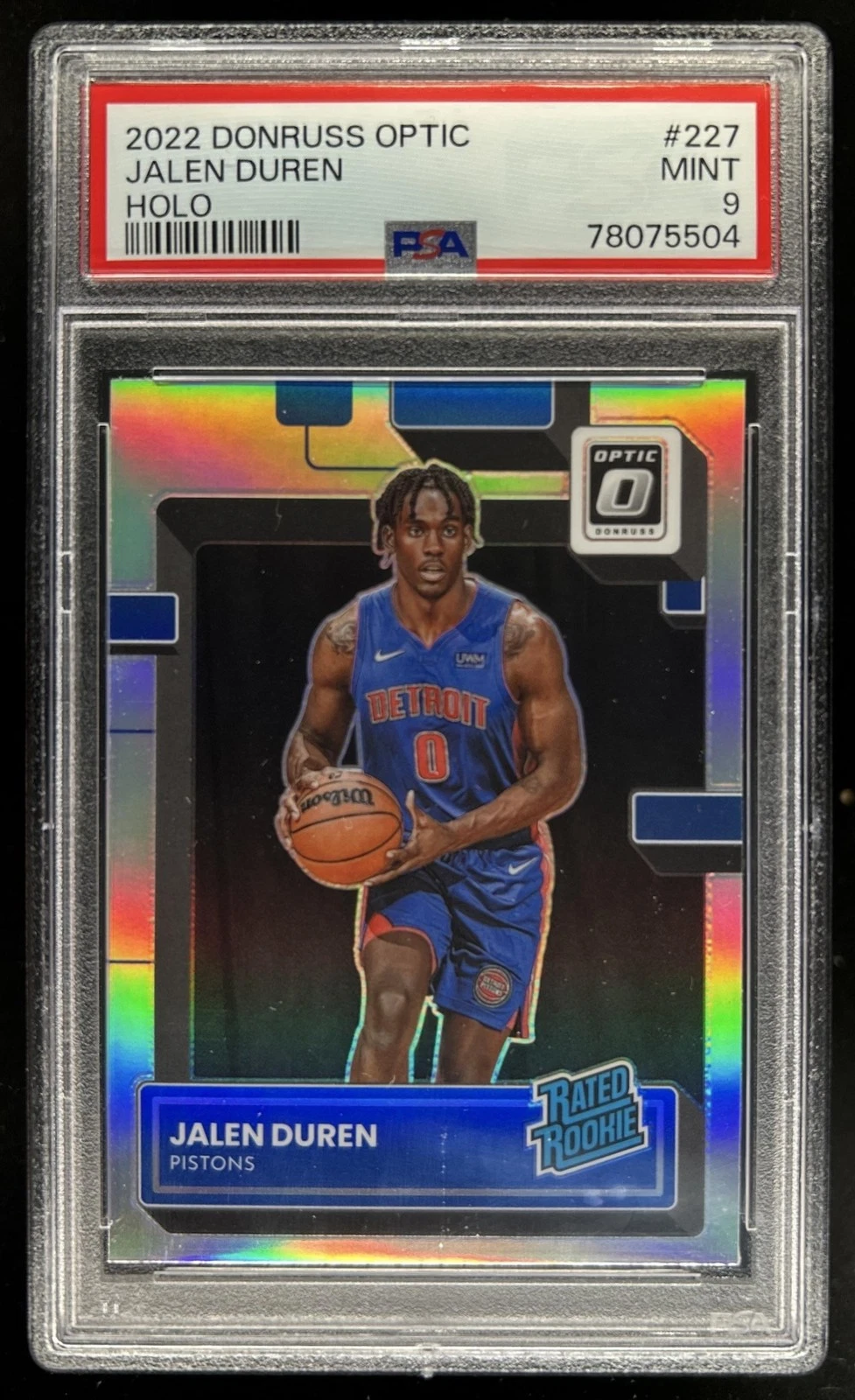 2022-23 Donruss Optic Holo Jalen Duren Rated Rookie basketball card