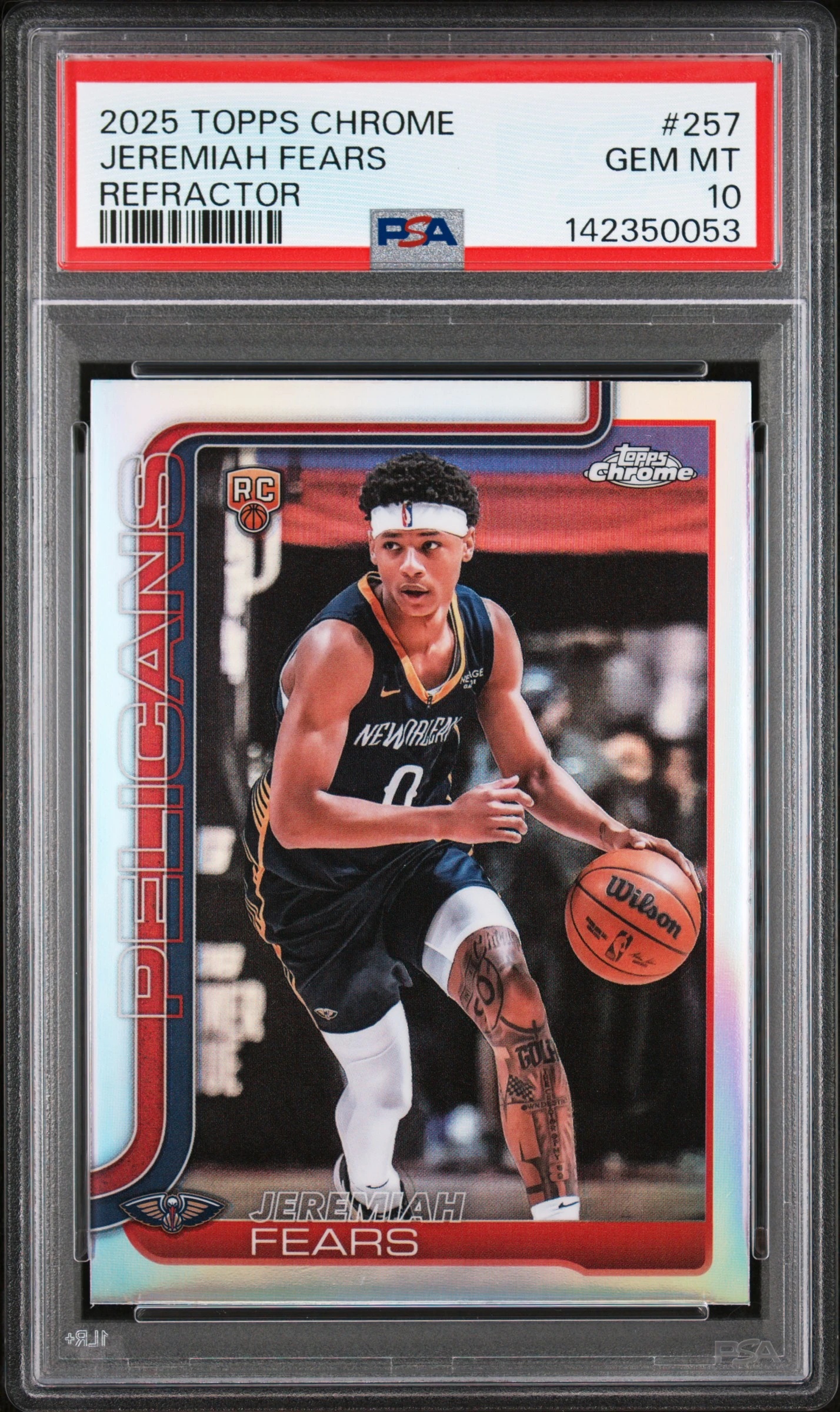 Jeremiah Fears 2025-26 Topps Chrome Refractor Rookie #257 basketball card