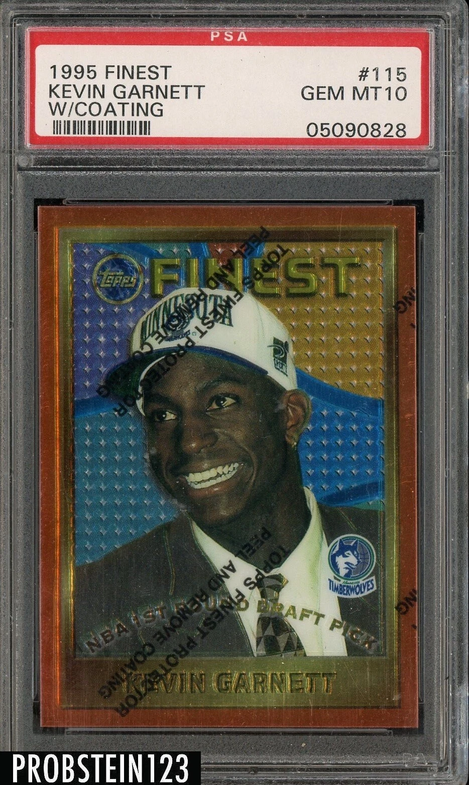 Kevin Garnett 1995-96 Finest Kevin Garnett Rookie basketball card