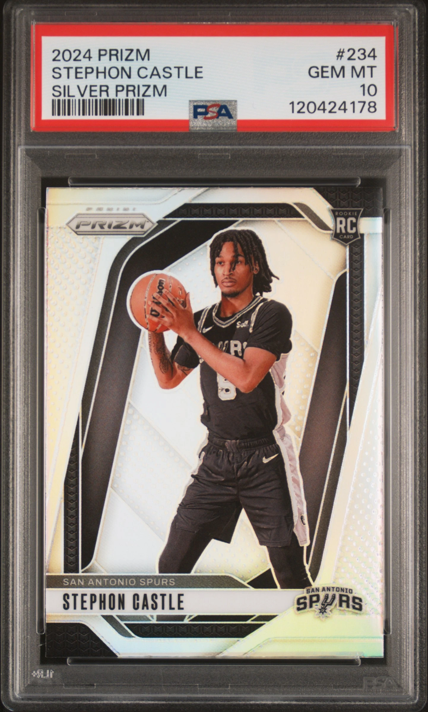 Stephon Castle 2024-25 Panini Prizm Stephon Castle Silver Prizm Rookie basketball card