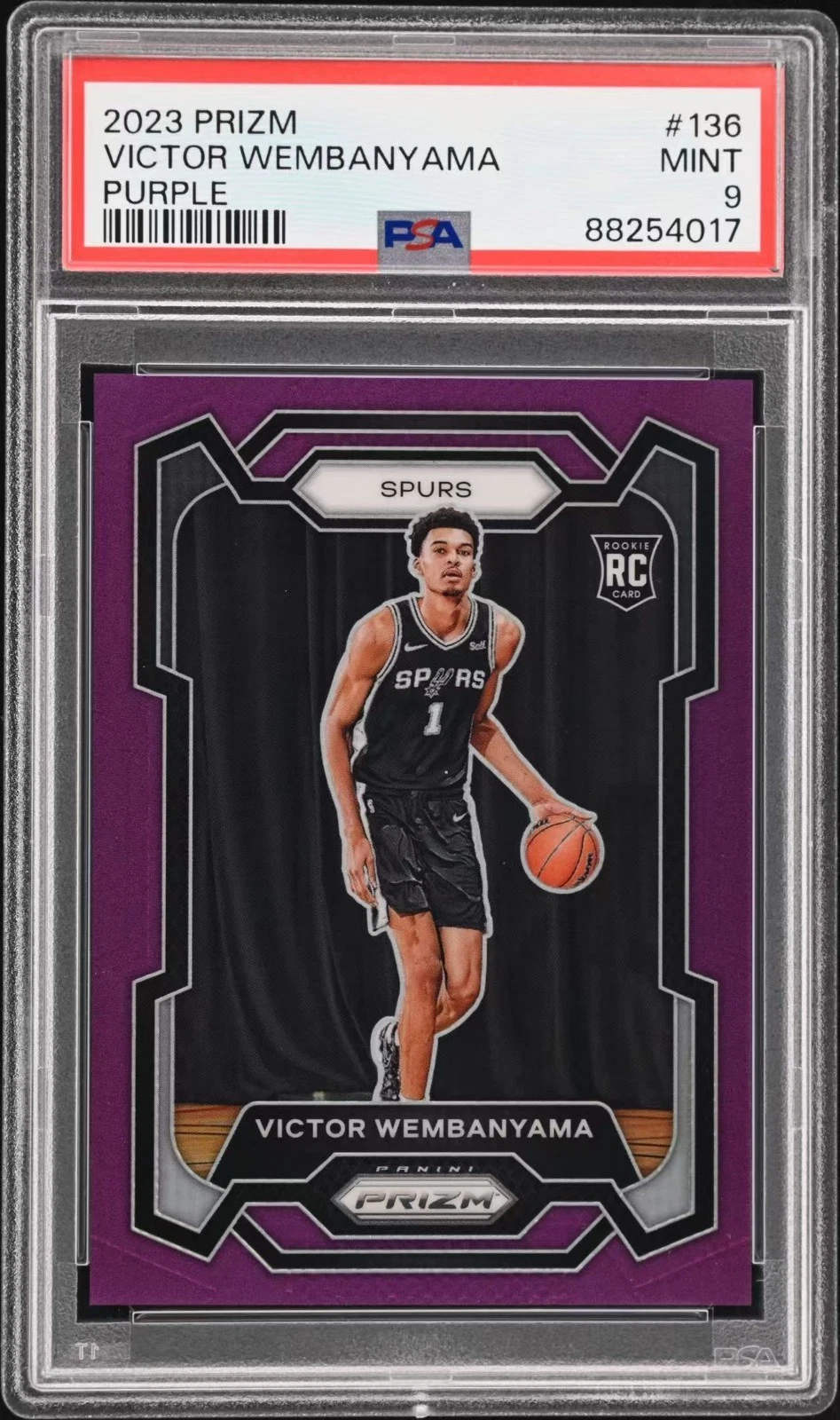 2023-24 Panini Prizm Purple Prizm Victor Wembanyama Rookie #136 /99 PSA 9 basketball card
