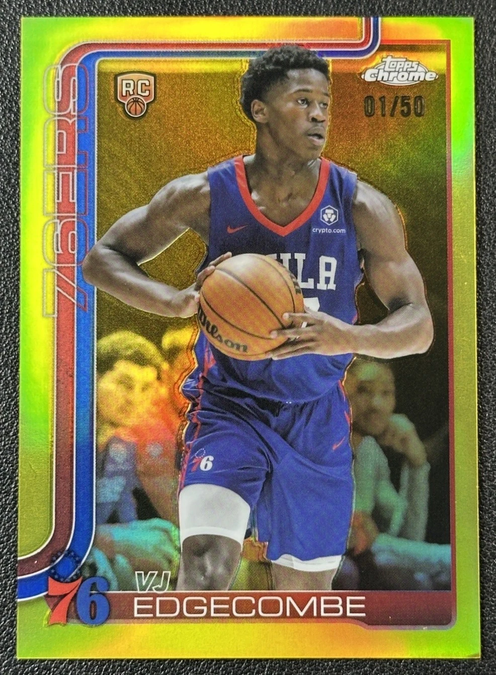 2025-26 Topps Chrome Gold Refractor VJ Edgecombe Rookie #253 /50 basketball card