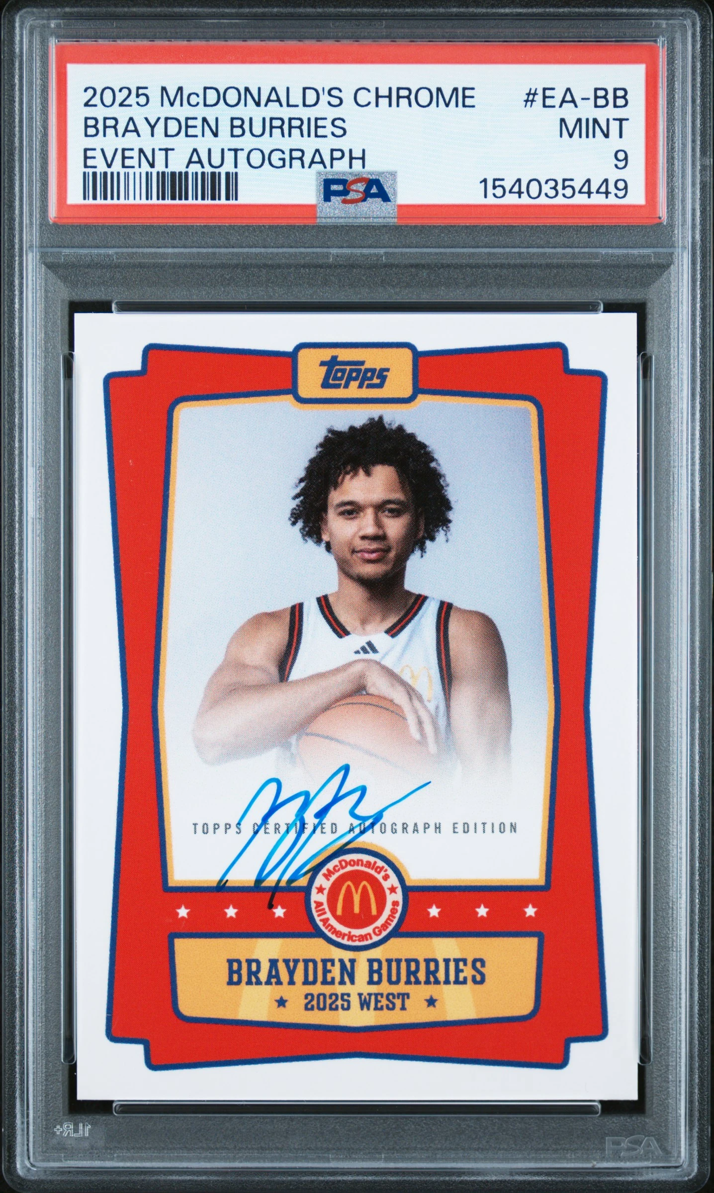 2025 Topps Chrome McDonald's All-American Brayden Burries Event Autograph #EA-BB basketball card