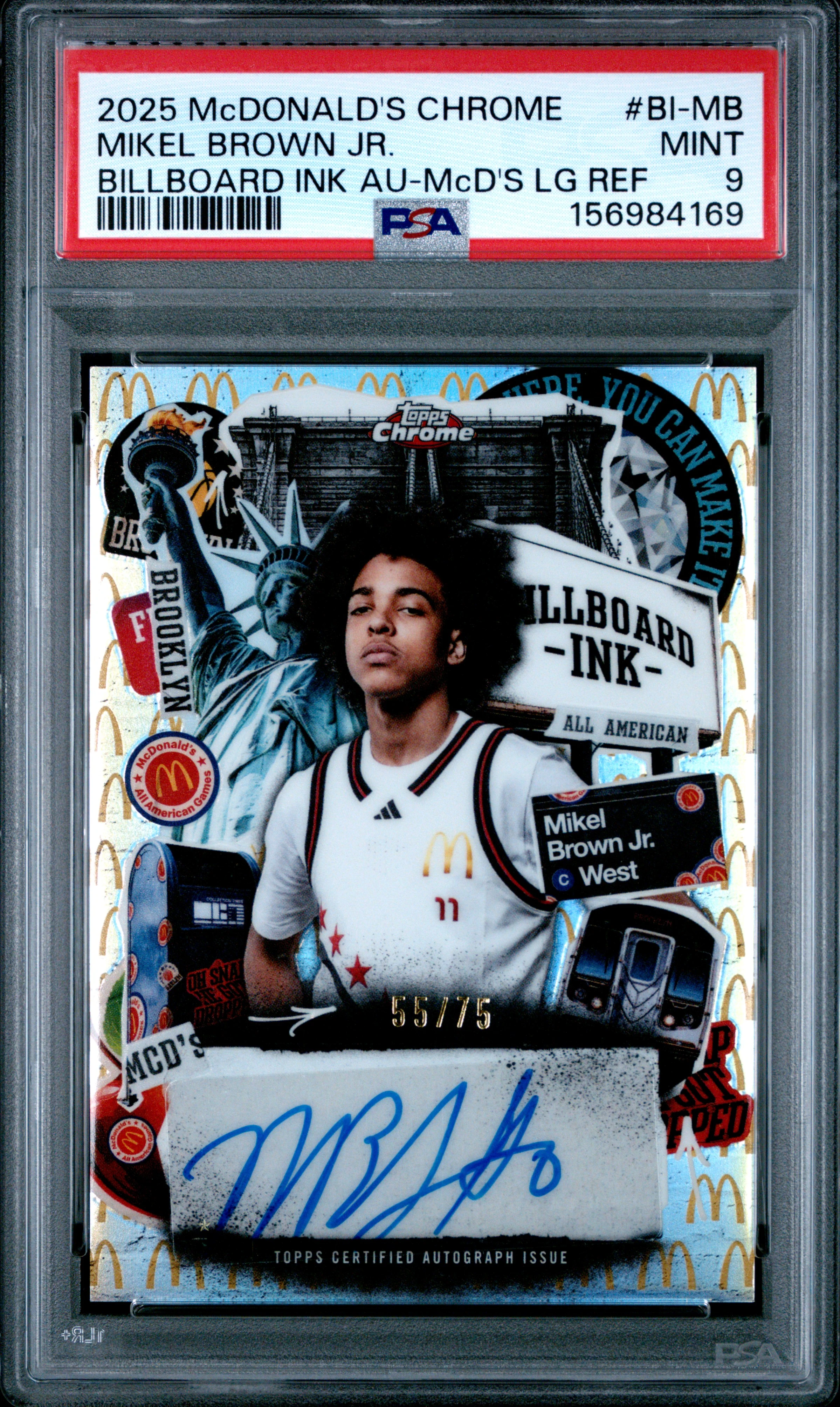 2025 Topps Chrome McDonald's All-American Mikel Brown Jr. Billboard Ink Autograph McDonald's Logo Refractor /75 basketball card