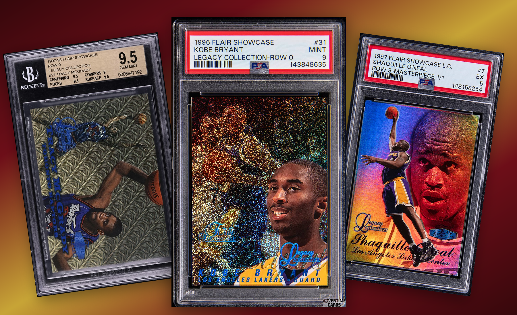 Three-card Fleer Flair Showcase stack