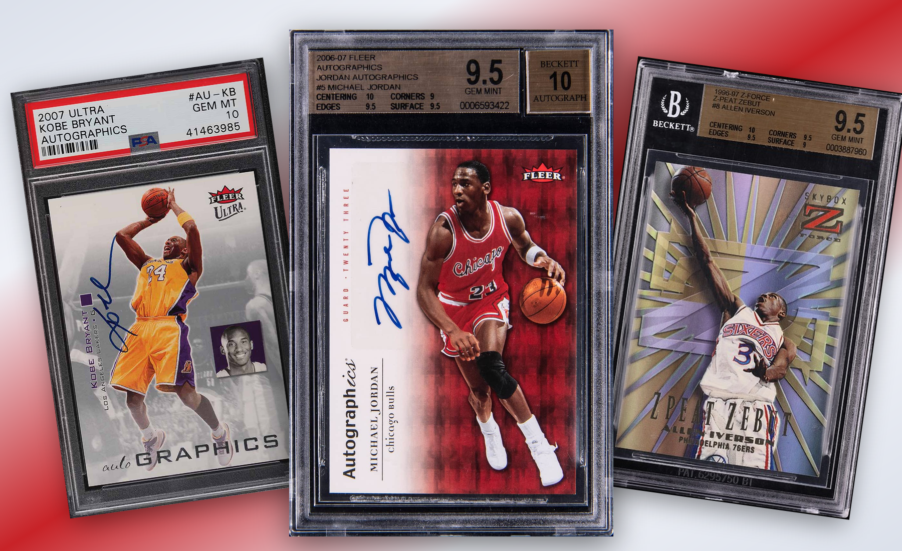 Three-card Fleer Autographics stack