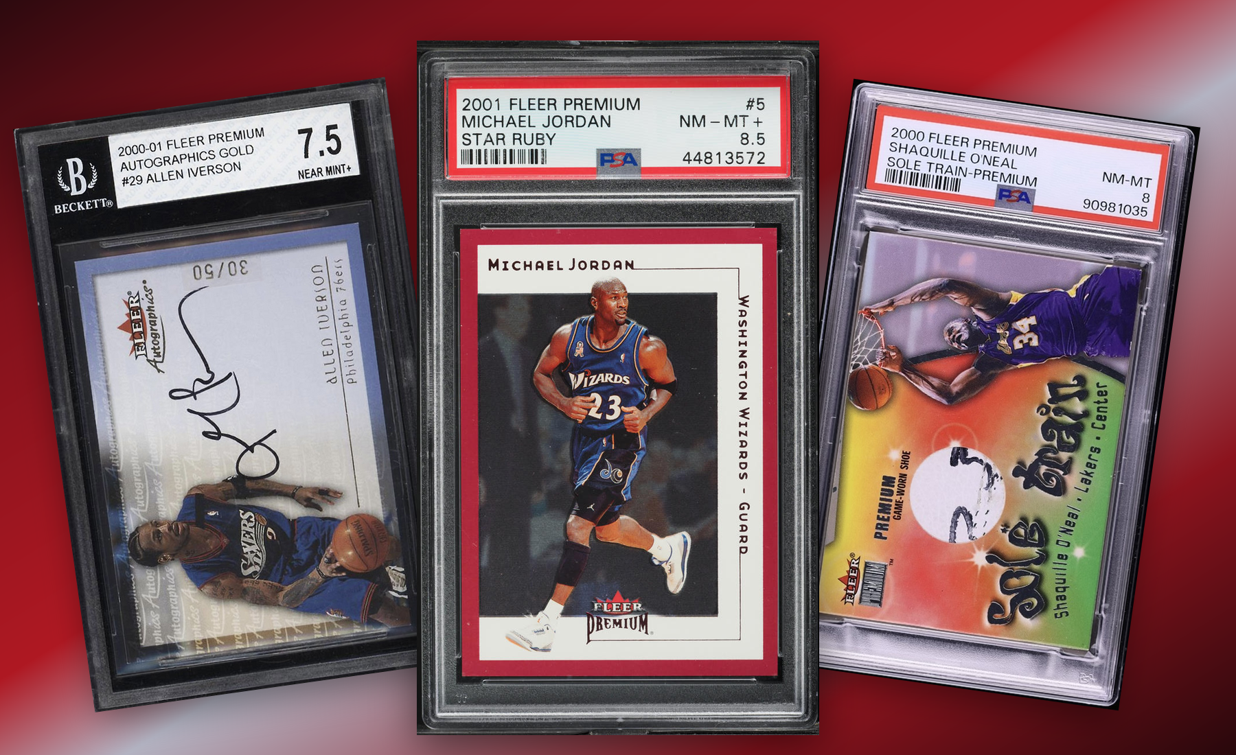 Three-card Fleer Premium stack