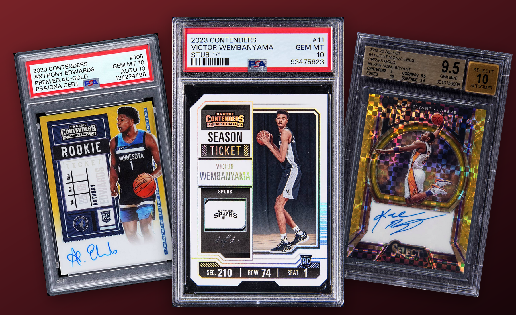 Three-card Panini Contenders stack built from uploaded collector images