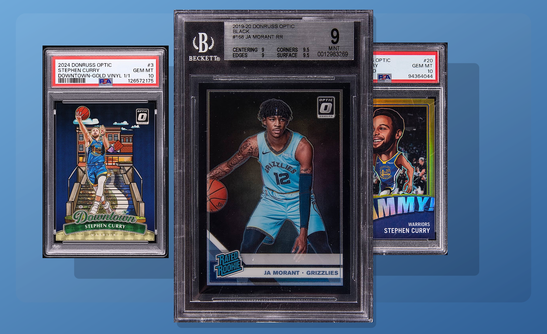 Three-card Panini Donruss Optic stack built from uploaded collector images