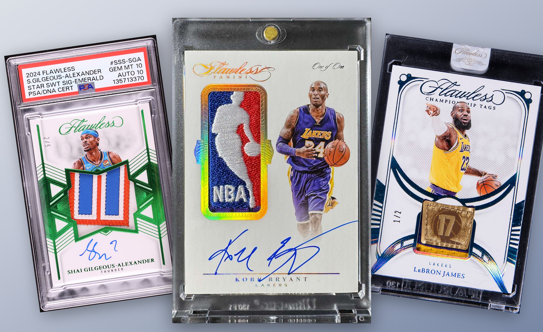 Three-card Panini Flawless stack built from uploaded collector images
