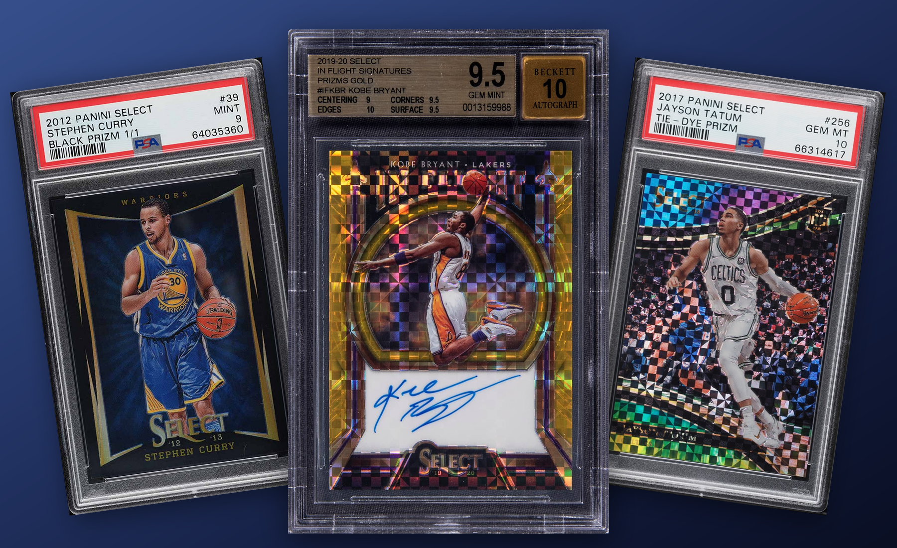 Three-card Panini Select stack built from uploaded collector images