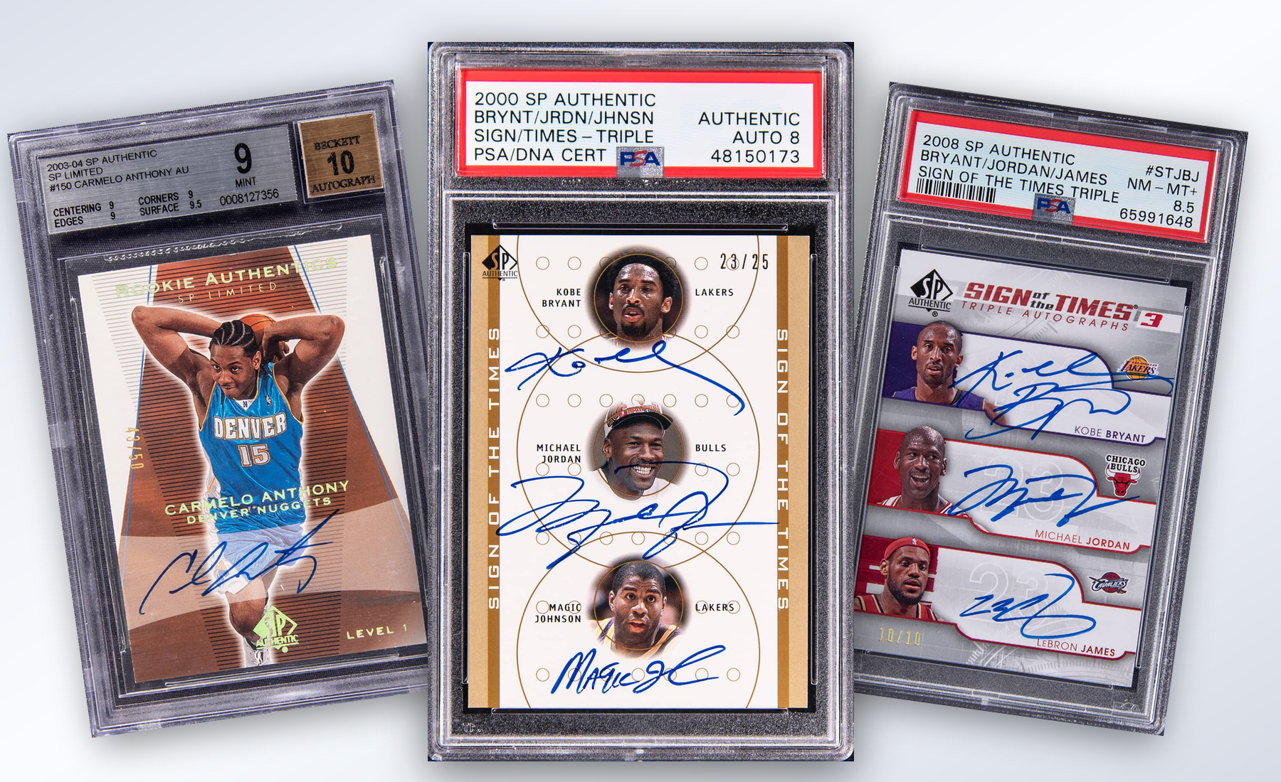 Three-card SP Authentic stack built from uploaded collector images