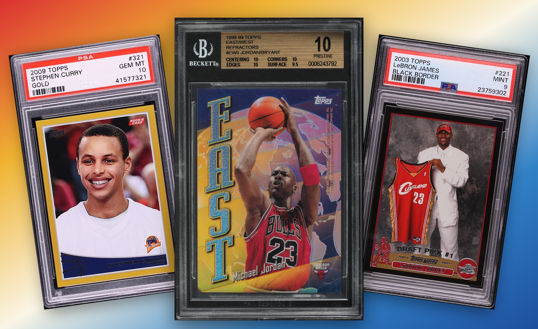 Three-card Topps Basketball stack