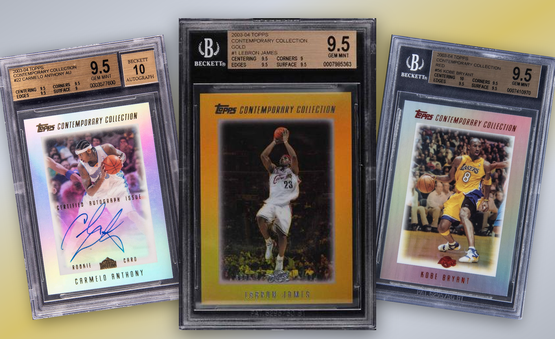 Three-card Topps Contemporary Collection stack