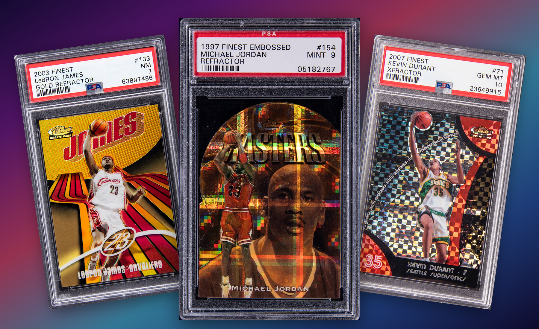 Three-card Topps Finest stack