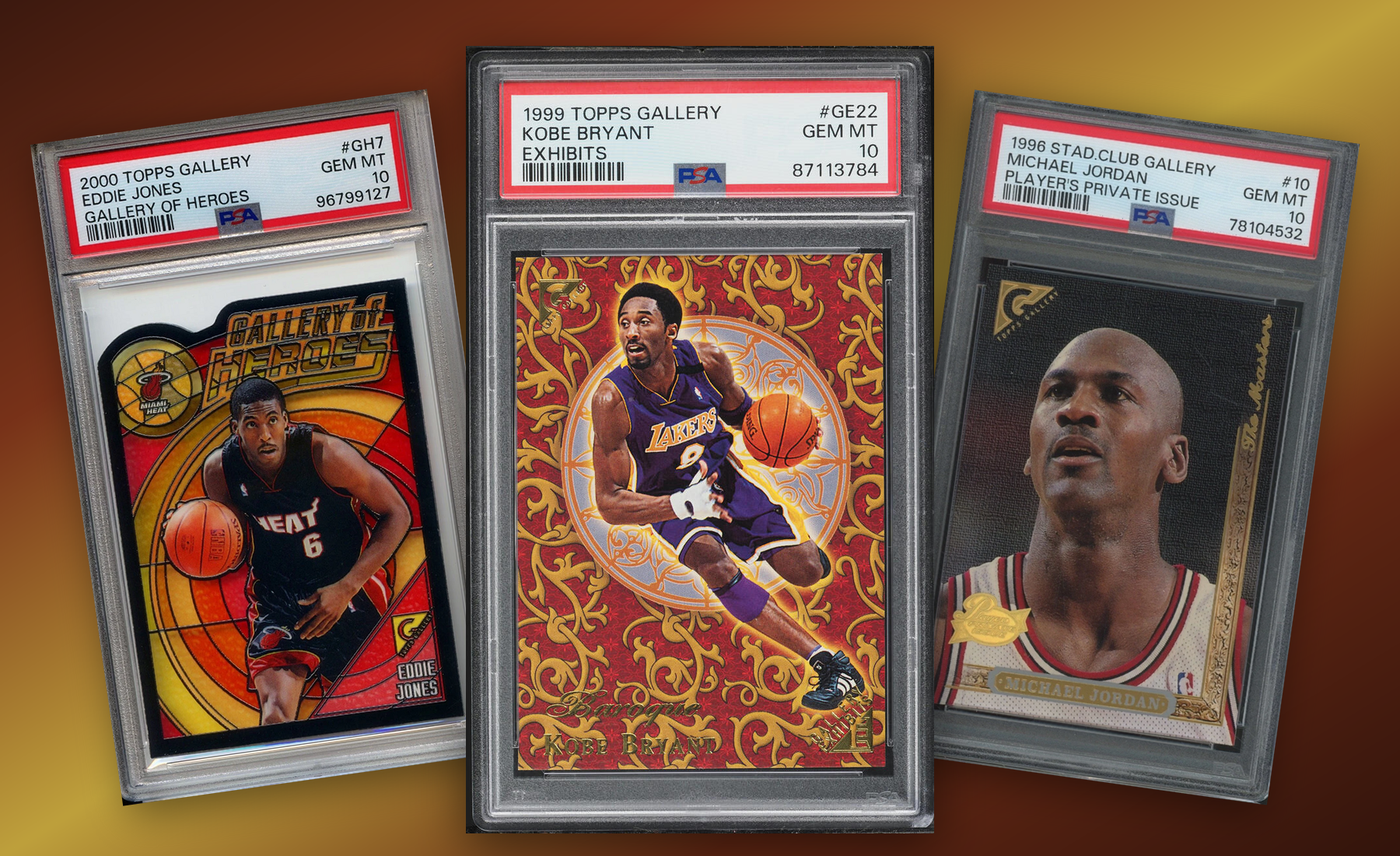 Three-card Topps Gallery stack