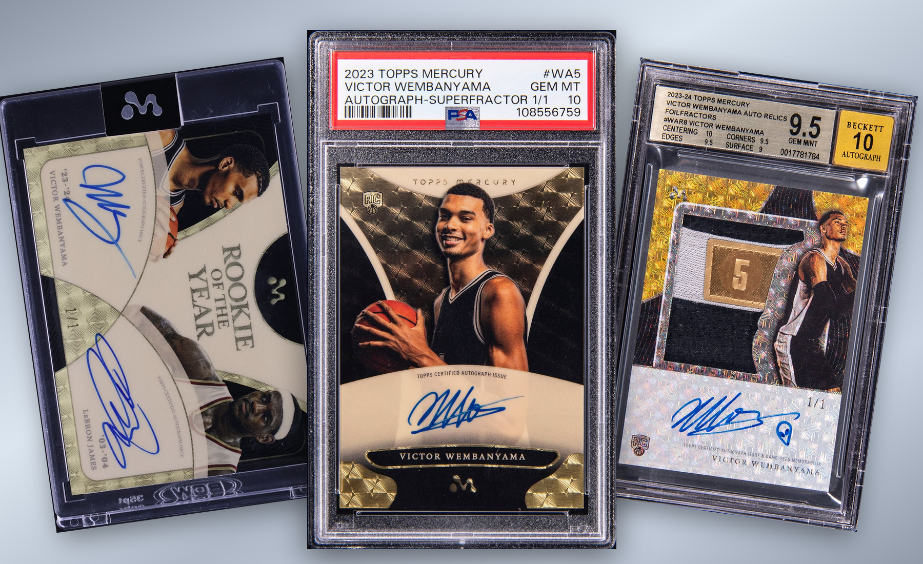 Three-card Topps Mercury stack