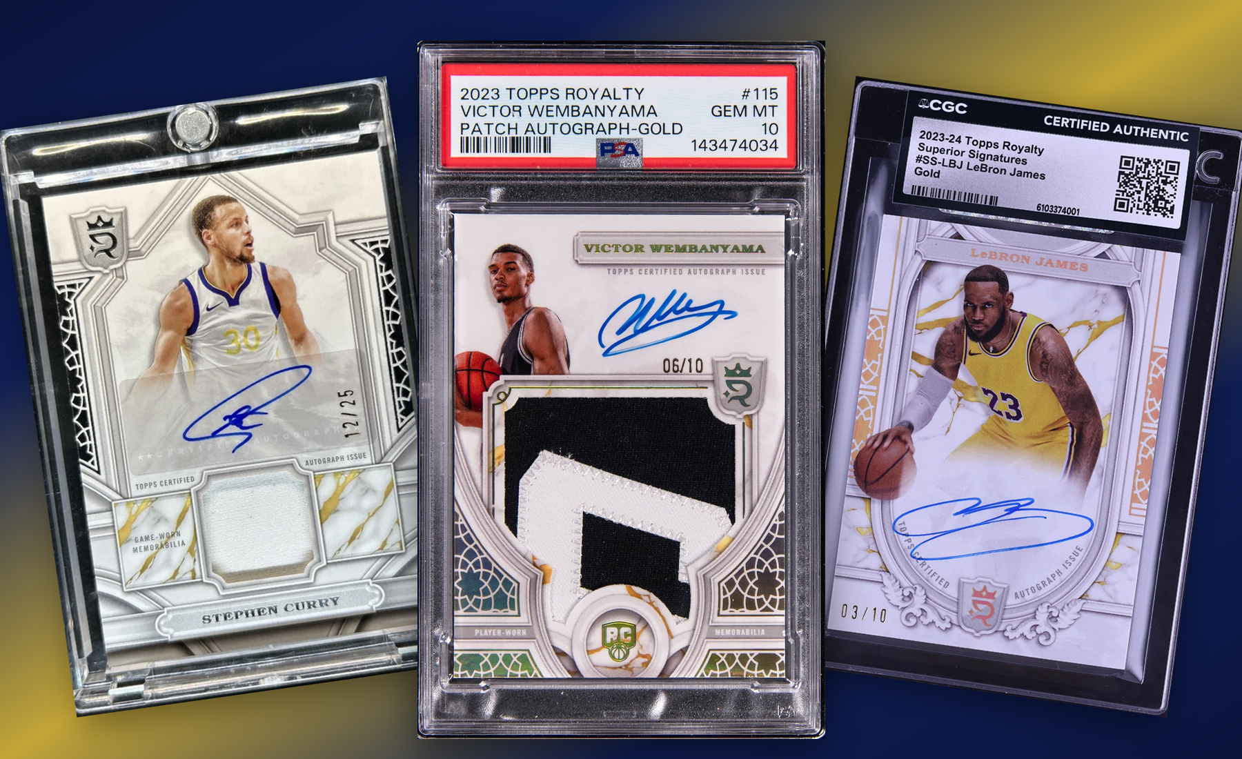 Three-card Topps Royalty stack