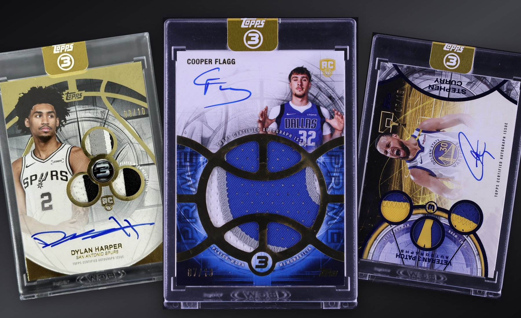 Three-card Topps Three Basketball stack