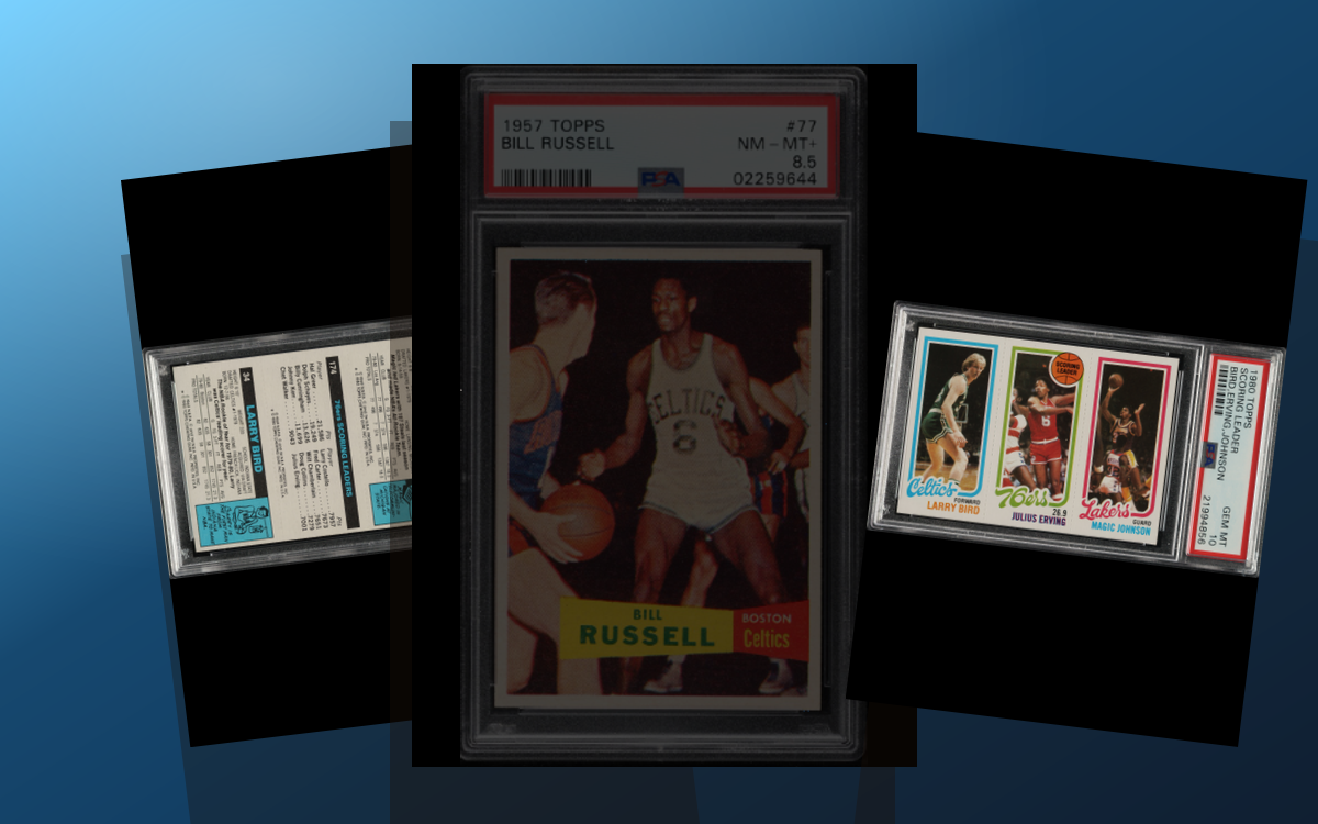 Three-card Topps Basketball stack