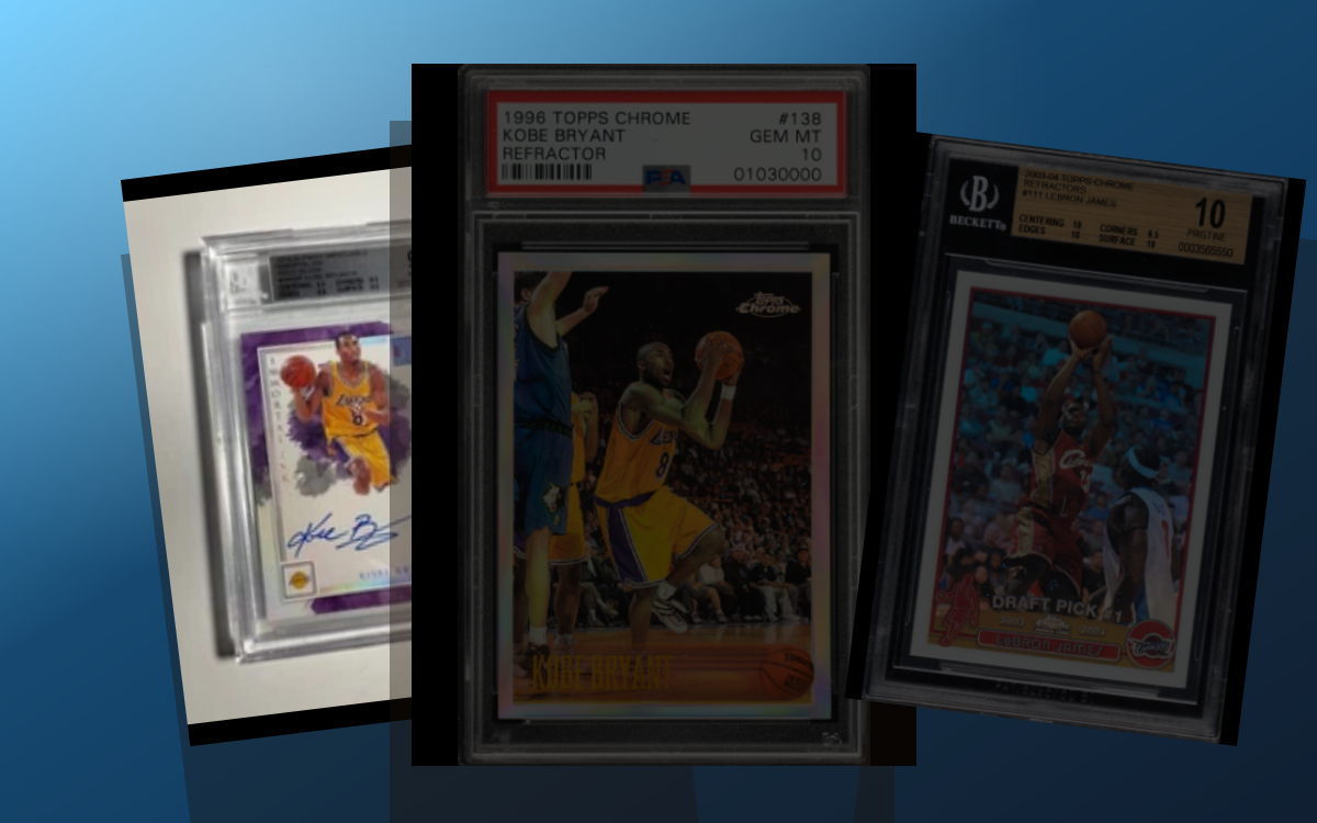 Three-card Topps Chrome stack