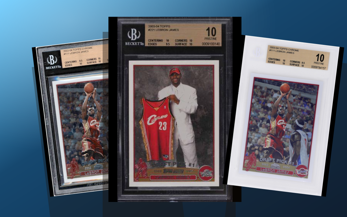 Three-card Topps Pristine stack