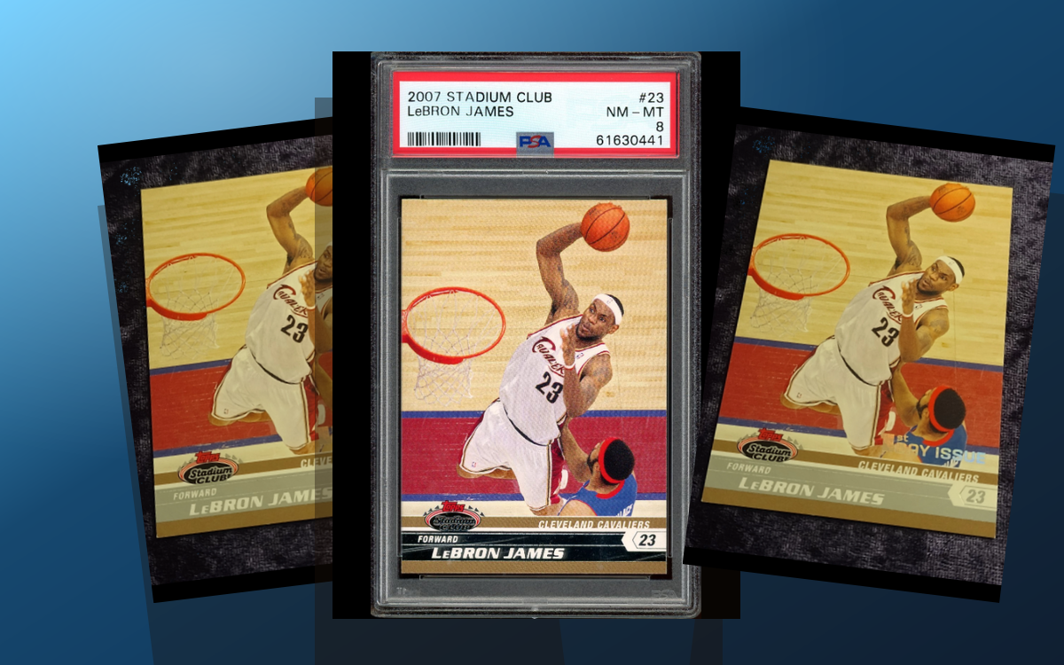 Three-card Topps Stadium Club stack