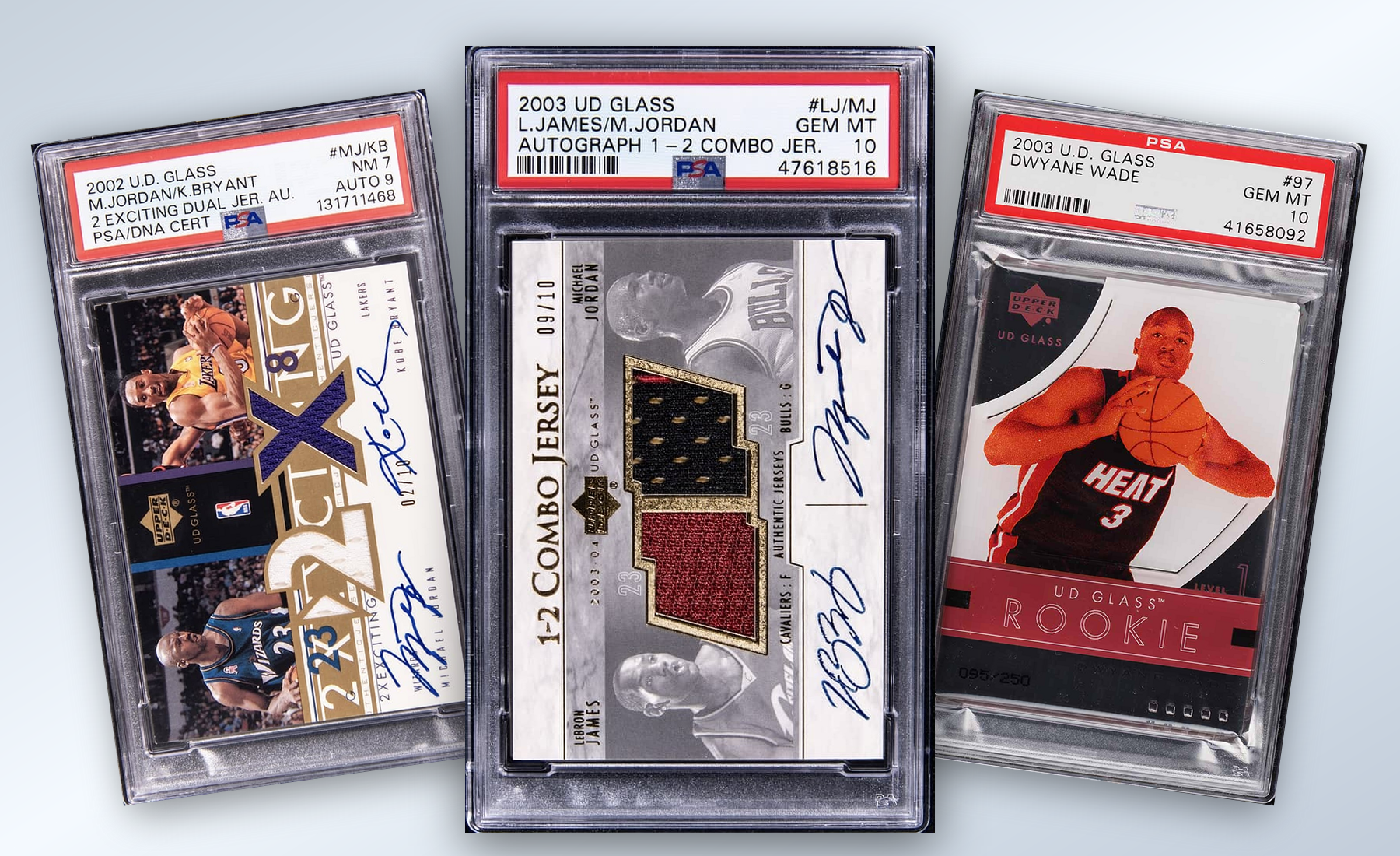Three-card UD Glass stack built from uploaded collector images