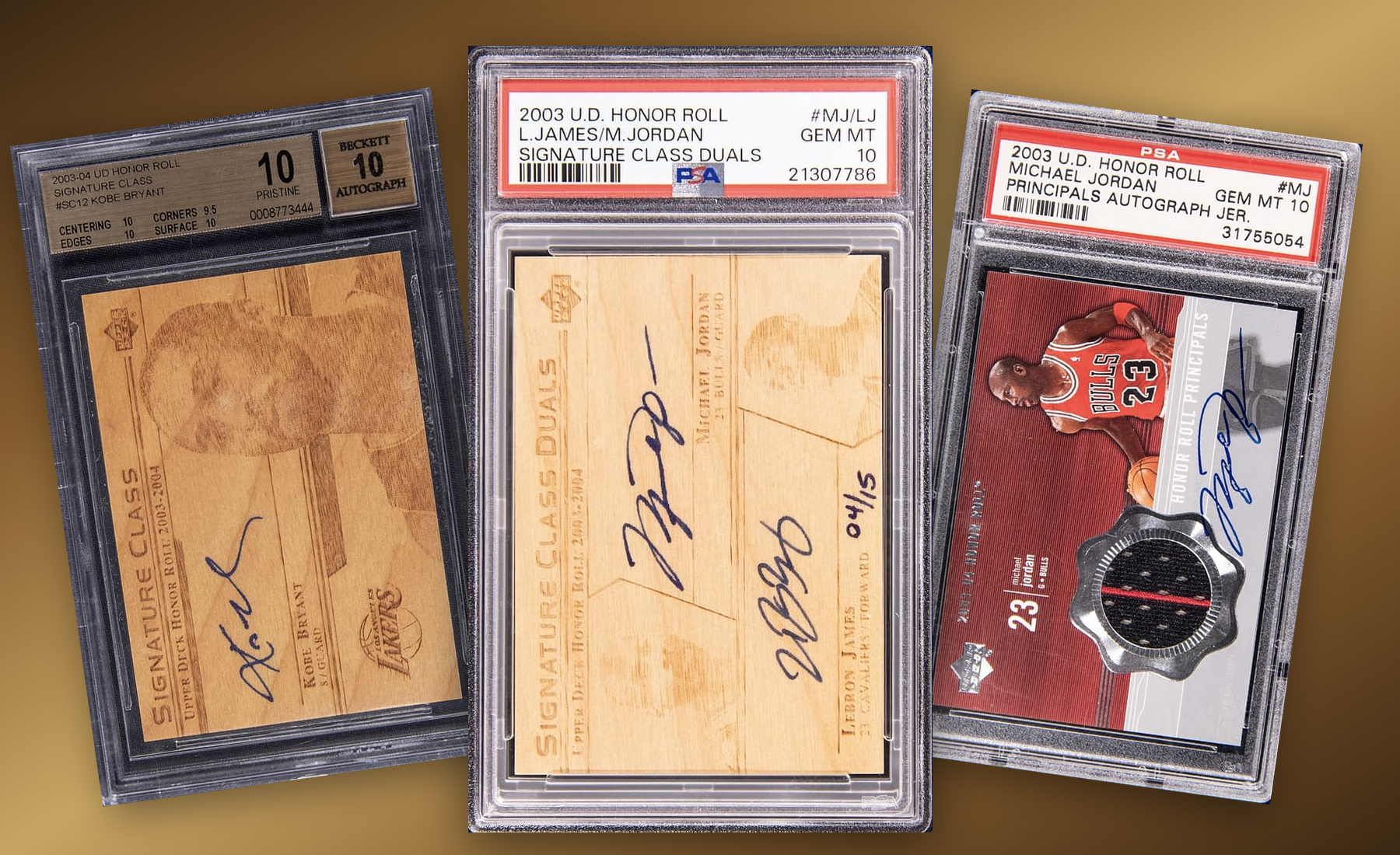 Three-card Upper Deck Honor Roll stack built from uploaded collector images